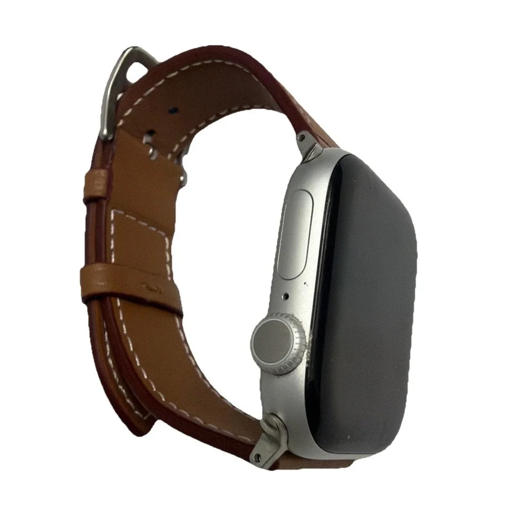 Strap Band Brown Unisex's Leather‎ replacement Band Series 10 iPhone Size 42/45